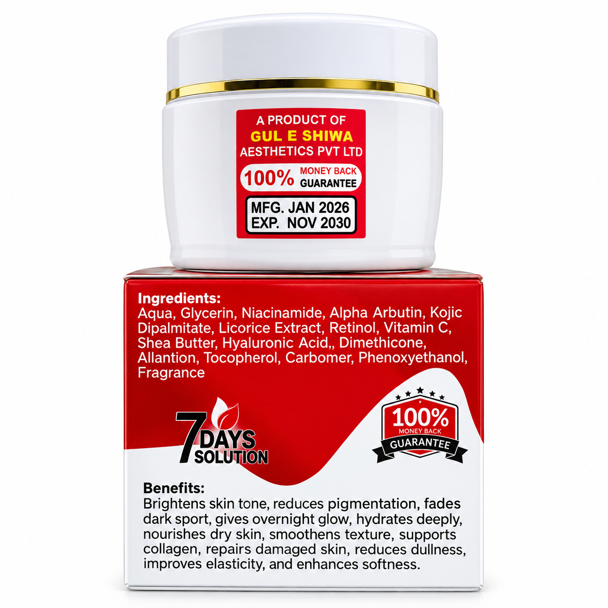 Gul-e-Shiwa Beauty Cream – Vitamin A & Vitamin C Skin Cream - Image 2